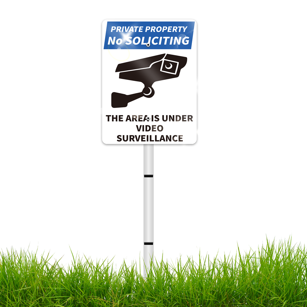 PRIVATE PROPERTY Reflective Video Surveillance Yard Sign, Aluminum Home Security Sign with Stakes, Anti-UV, Rustproof, Waterproof, 9*7inch