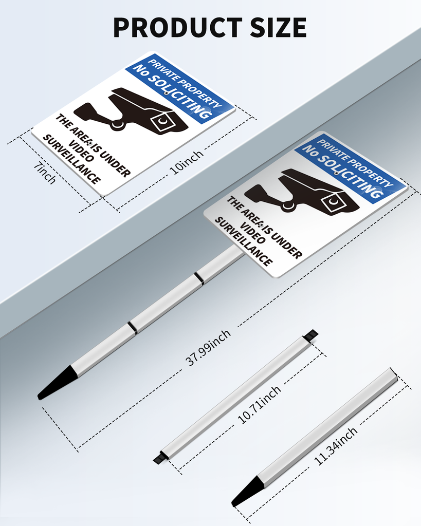 PRIVATE PROPERTY Reflective Video Surveillance Yard Sign, Aluminum Home Security Sign with Stakes, Anti-UV, Rustproof, Waterproof, 9*7inch