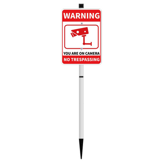 No Trespassing Sign For Private Property, Video Surveillance Street Sign, Security Yard Signs metal, Aluminum Home Security Sign with Stakes, Camera, Beware, 10x7 Inch