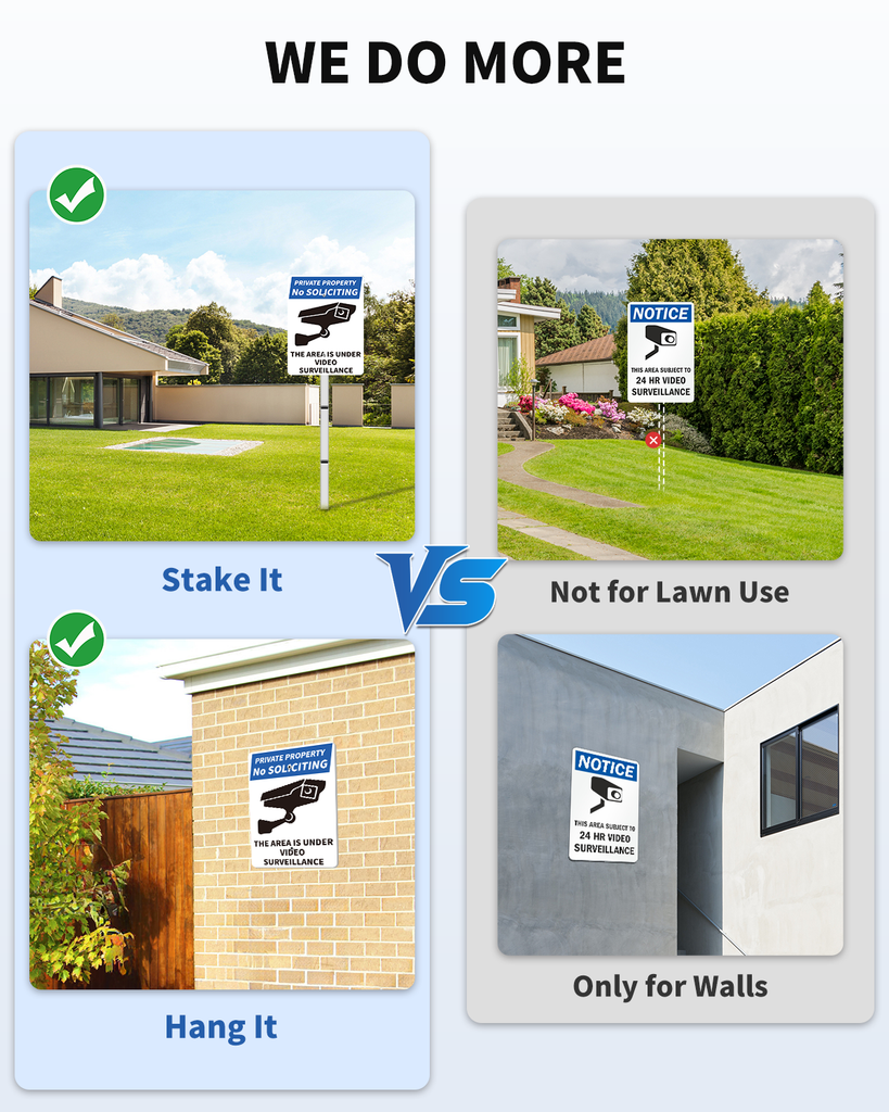 PRIVATE PROPERTY Reflective Video Surveillance Yard Sign, Aluminum Home Security Sign with Stakes, Anti-UV, Rustproof, Waterproof, 9*7inch