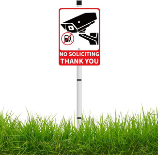 No Soliciting Sign For House,Yard Signs For Lawn Garden, Outdoor Signs, Metal Yard Signs With Stakes 38inch,Rust Free Aluminum Made Business Signs For Outside, Go Away Sign,10×7inch
