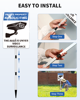 PRIVATE PROPERTY Reflective Video Surveillance Yard Sign, Aluminum Home Security Sign with Stakes, Anti-UV, Rustproof, Waterproof, 9*7inch