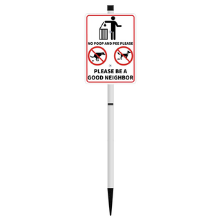 NO POOP Yard Warning Sign Solar Powered, Outdoor Rechargeable LED Illuminated Aluminum Sign with Stake, Reflective Outside Sign Light Up For Houses